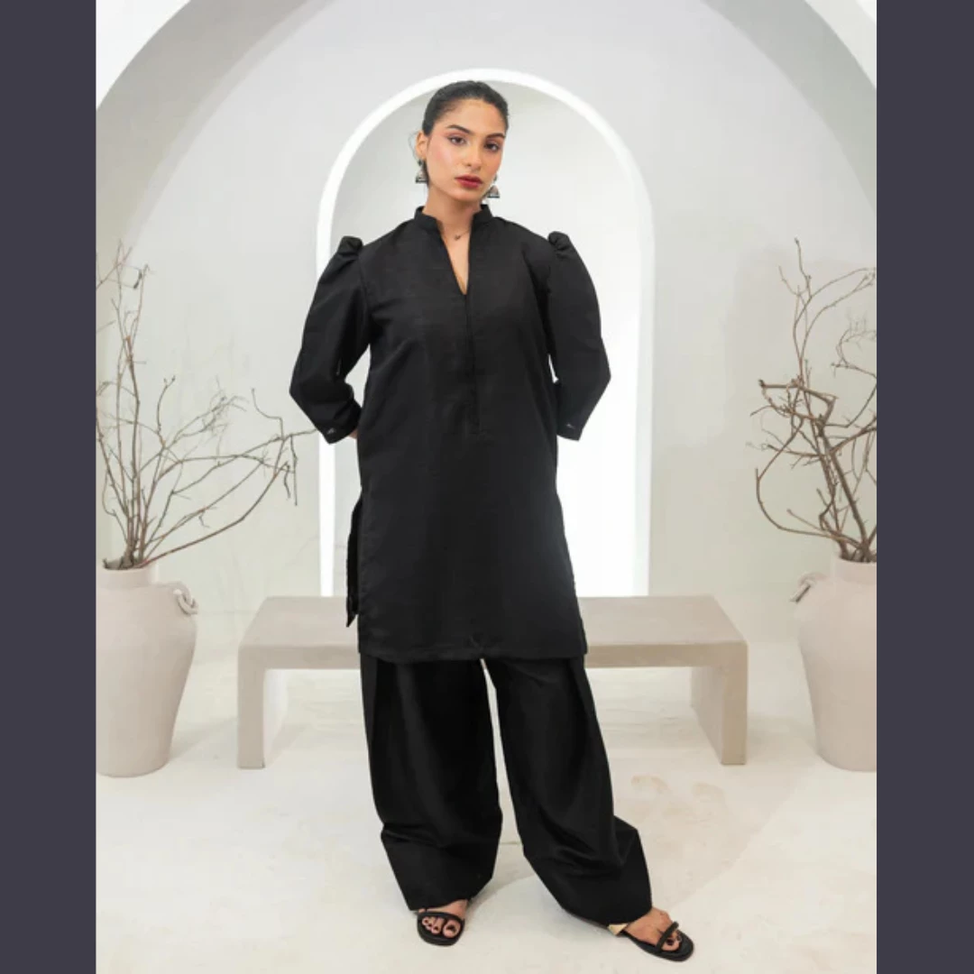 Sable Black Farshi Shalwar Set
