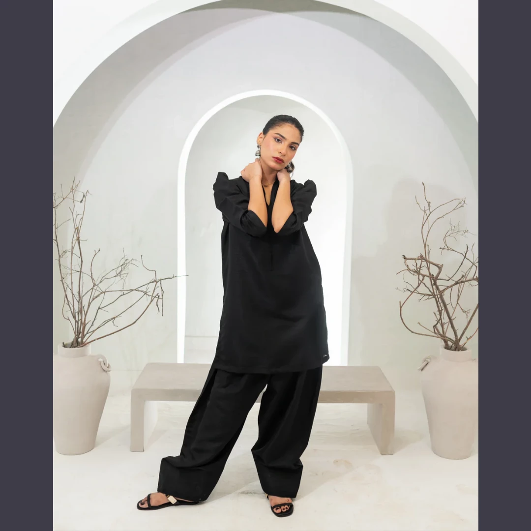 Sable Black Farshi Shalwar Set