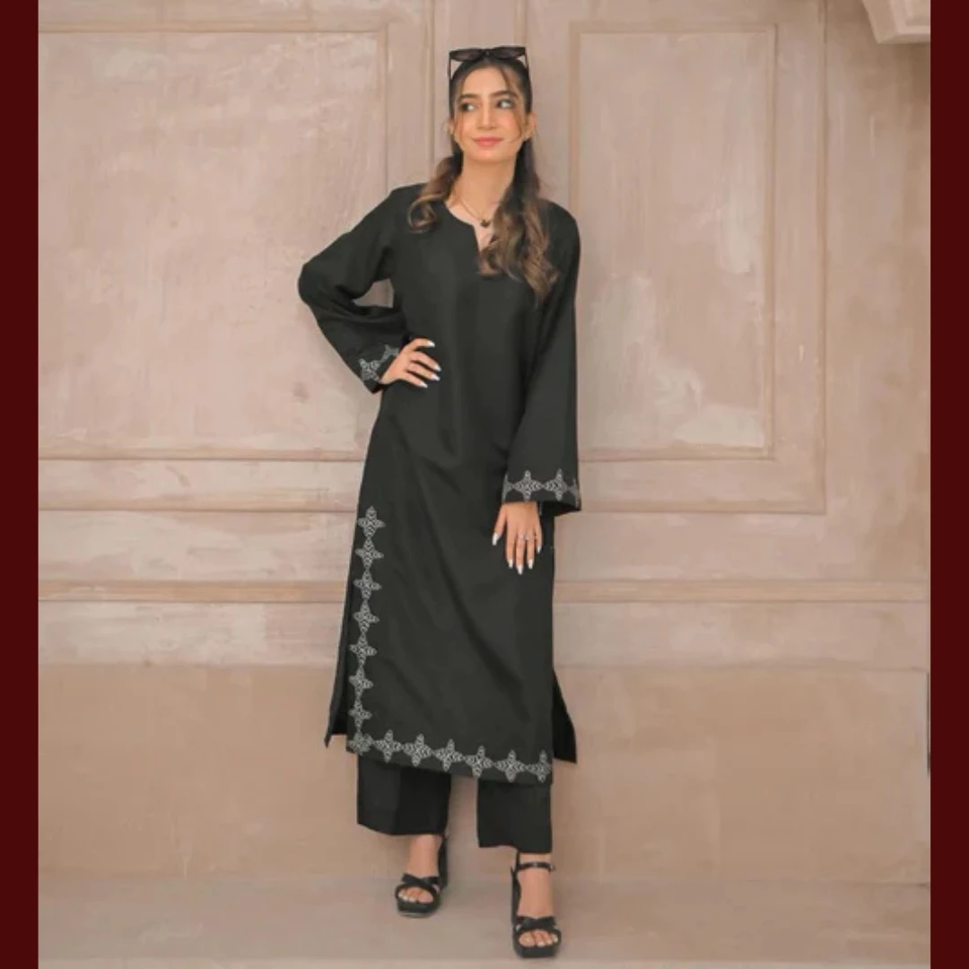 Smoky Black Embroidered Two-Piece