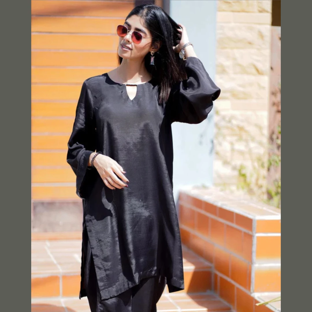Black Cotton Silk Suit