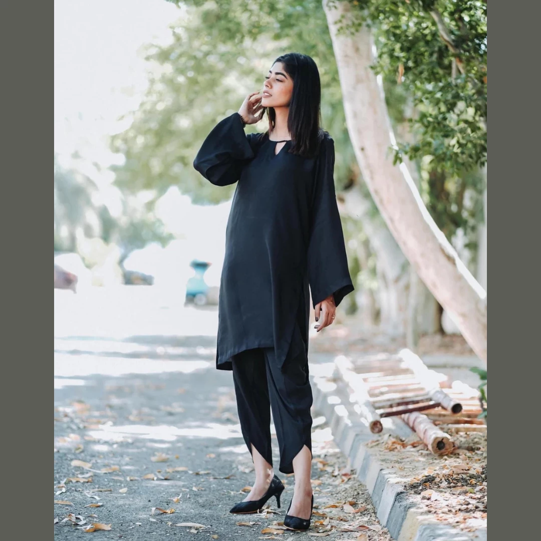 Black Cotton Silk Suit