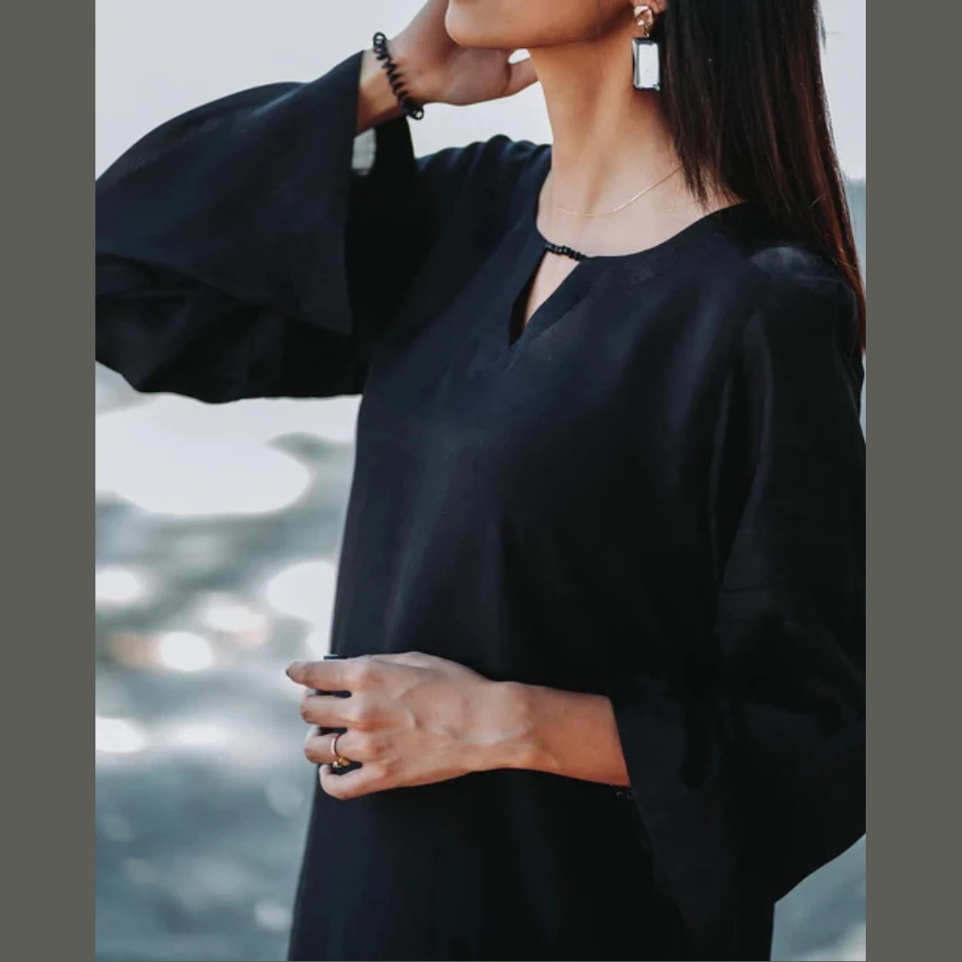 Black Cotton Silk Suit