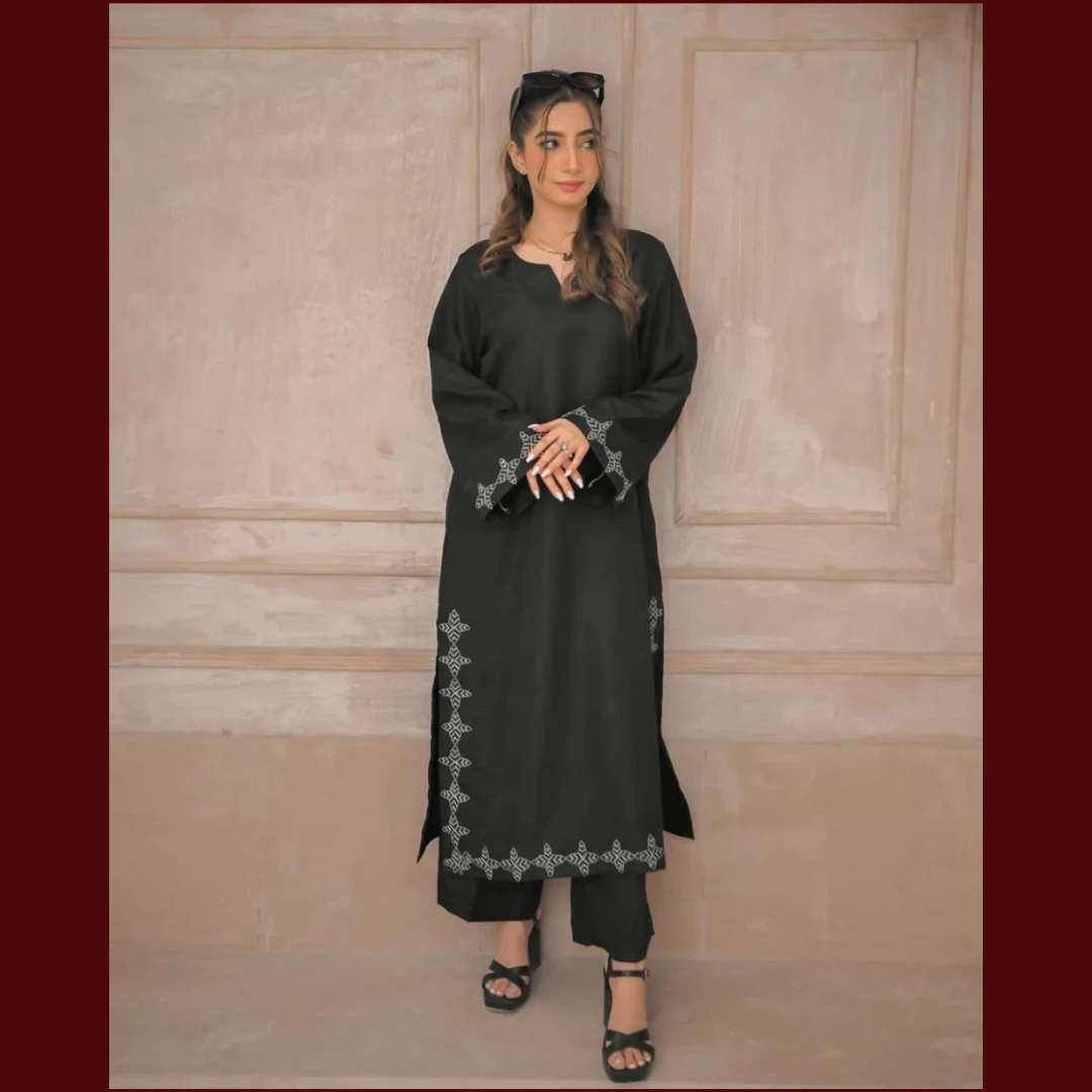 Smoky Black Embroidered Two-Piece